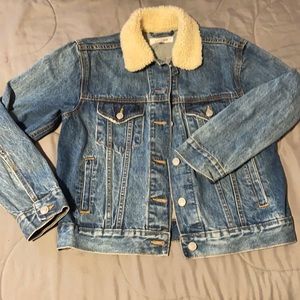 Unveil Sherpa collar denim jacket, size S, 100% cotton